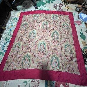 Liberty of London Red Cream Paisley Silk Scarf 35”